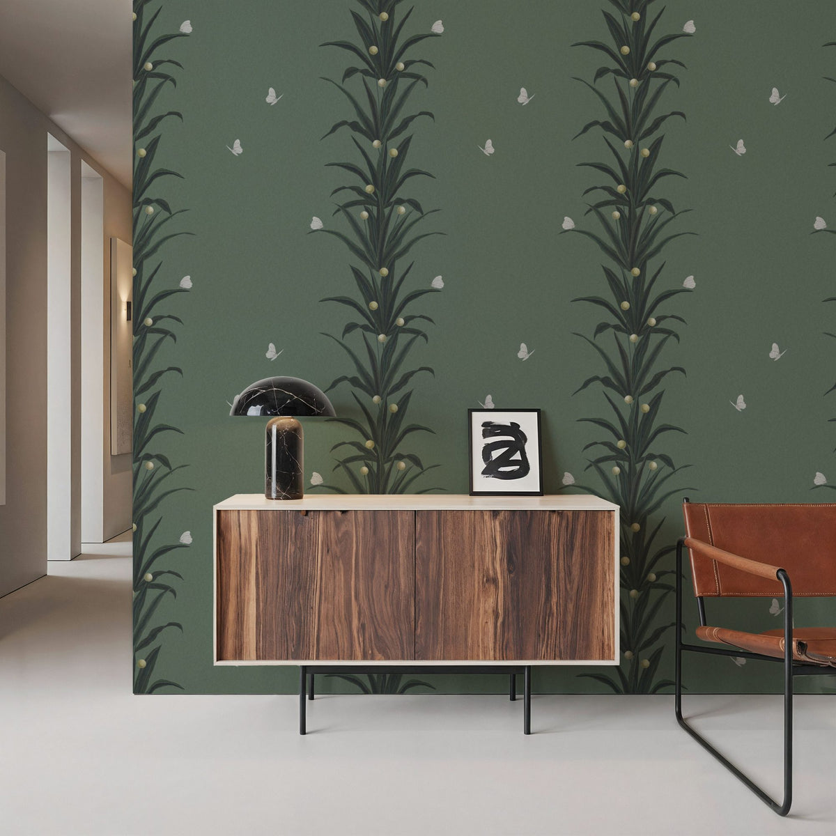 Foliage & Butterflies - Sage Mural Wallpaper - room preview 02