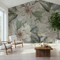Peony Study - Pearl and Green Mural Wallpaper - room preview 02