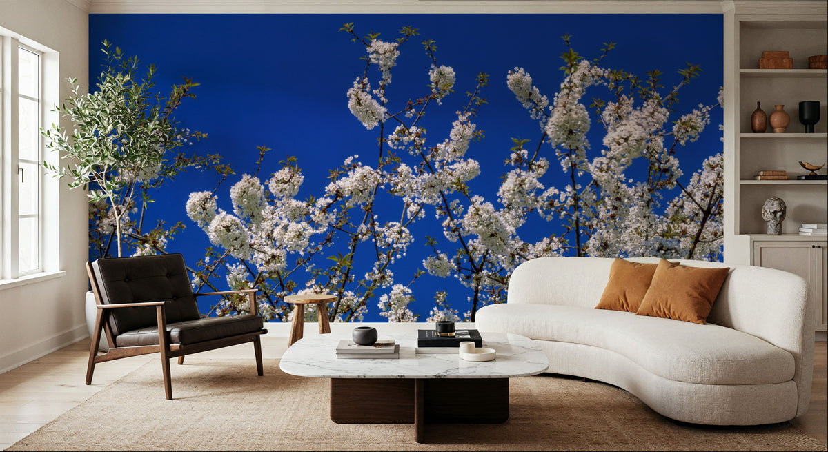 Azure Blossom Mural Wallpaper - room preview 02
