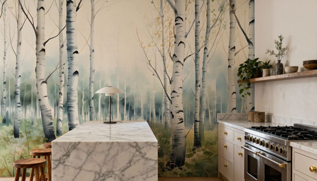 Summer Birch Mural Wallpaper - Neutral Tone - room preview 02