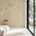 White Cherry Blossoms I Linen Mural Wallpaper - room preview 02