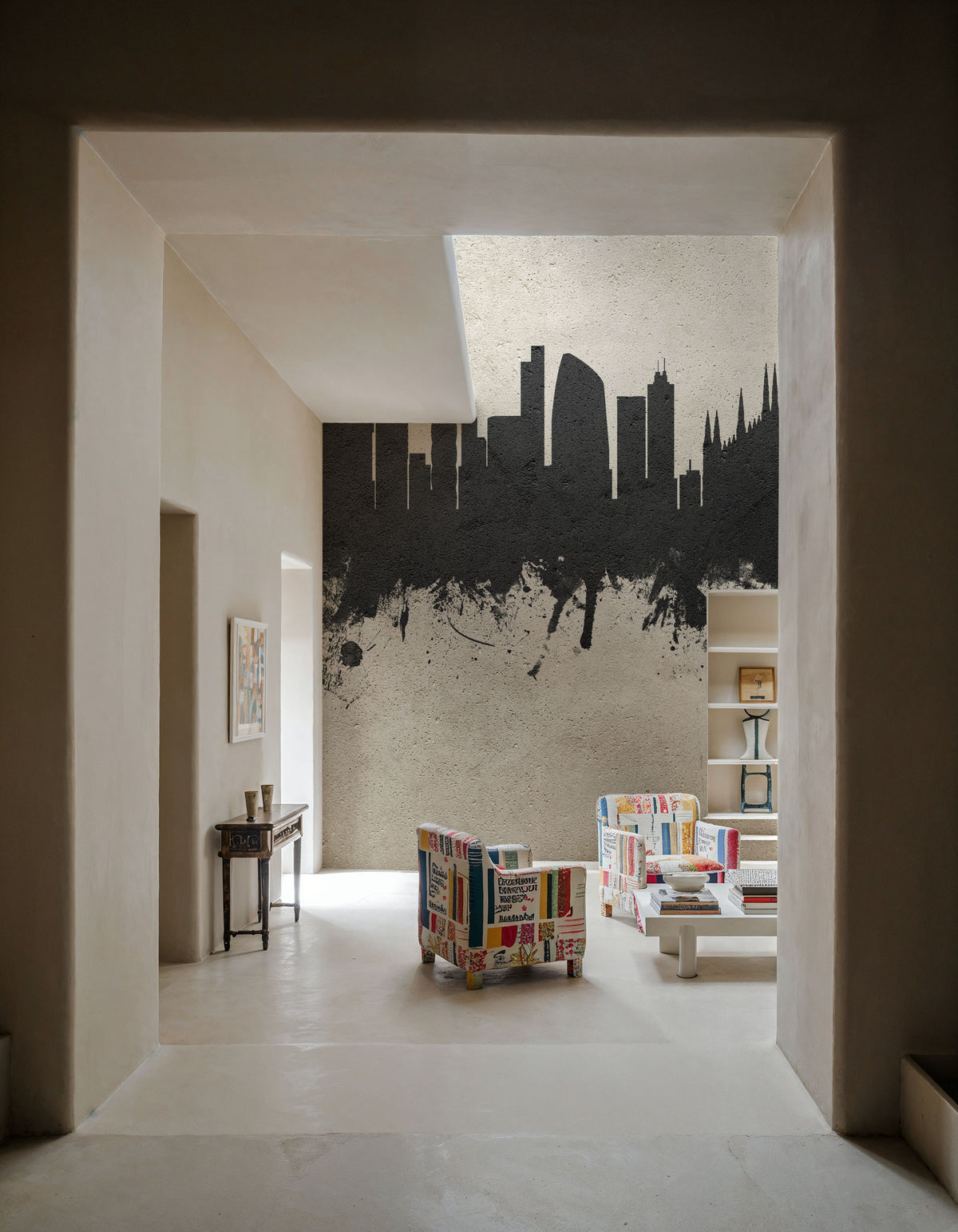 Milan Italy Skyline Concrete Mural Wallpaper - room preview 02