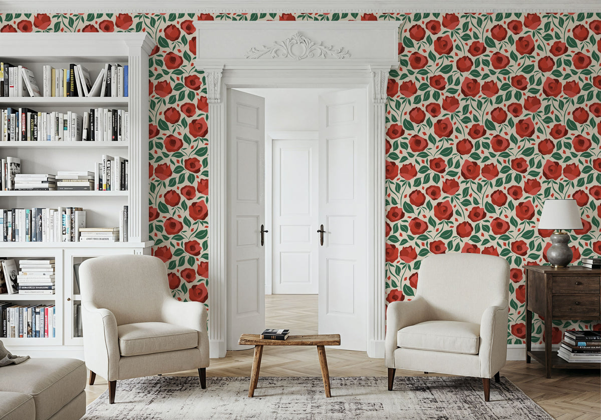 Red As a Rose Mural Wallpaper - room preview 02