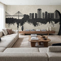 Long Beach California Skyline Concrete Mural Wallpaper - room preview 02