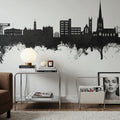 Warrington England Skyline Black & White Mural Wallpaper - room preview 02
