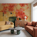 Pink Orchids in Black Vase Mural Wallpaper - room preview 02