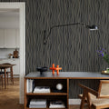 Swaying Lines, Coal Mural Wallpaper - room preview 02