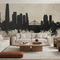 Seoul Skyline Concrete Mural Wallpaper - room preview 02