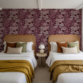 Overleaf Woodland Pattern, Burgundy Mural Wallpaper - room preview 02