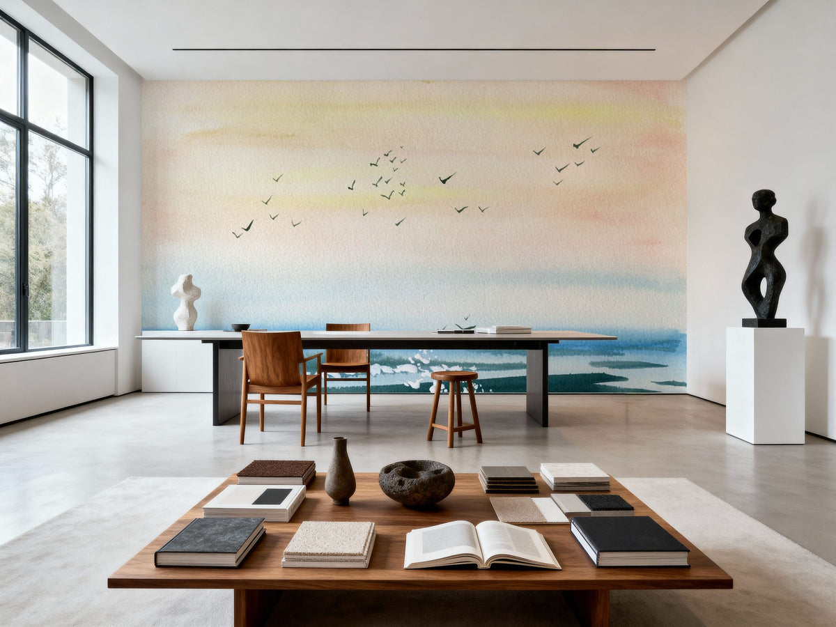 Sunset Shore Mural Wallpaper - room preview 02