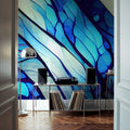 Blue Organic Fields Mural Wallpaper - room preview 02