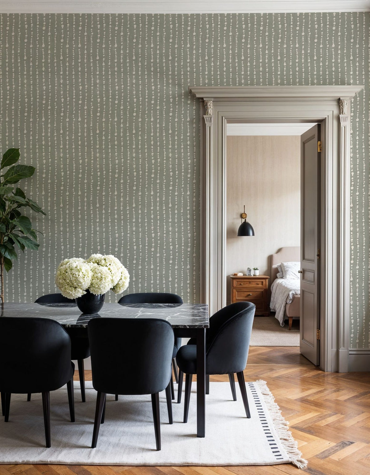 Woodland Drops Gray Mural Wallpaper - room preview 02