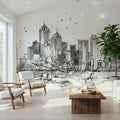 Skyline Sketches Boston Mural Wallpaper - room preview 02