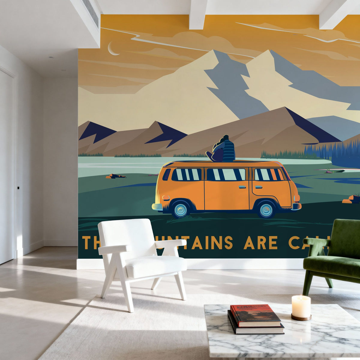 The Mountains Are Calling Mural Wallpaper - room preview 02