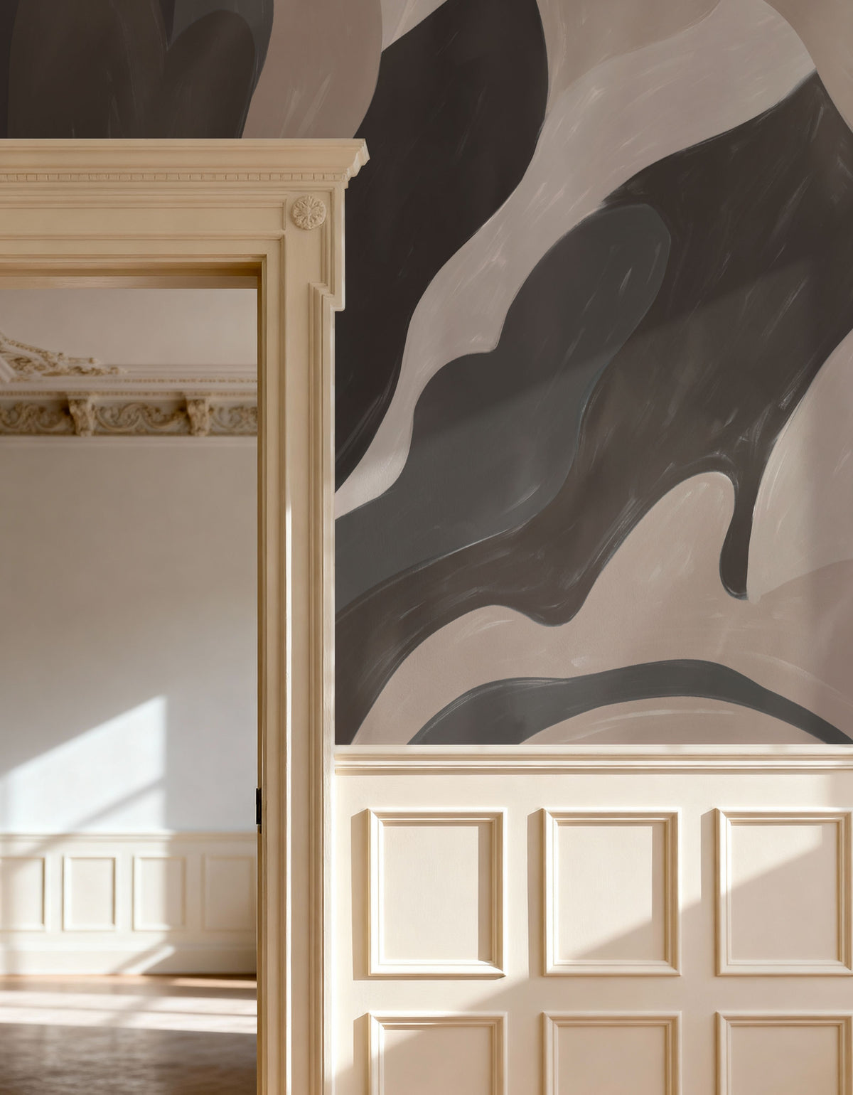 Dynamic Fields, Mocha Mural Wallpaper - room preview 02