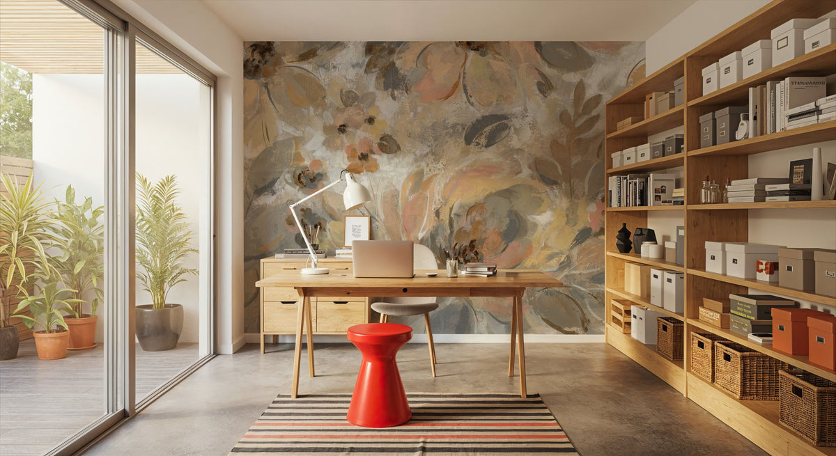 Ivory Floral Mural Wallpaper - room preview 02