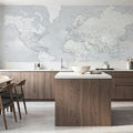 World Map Cities - Maeli Cold Mural Wallpaper - room preview 02