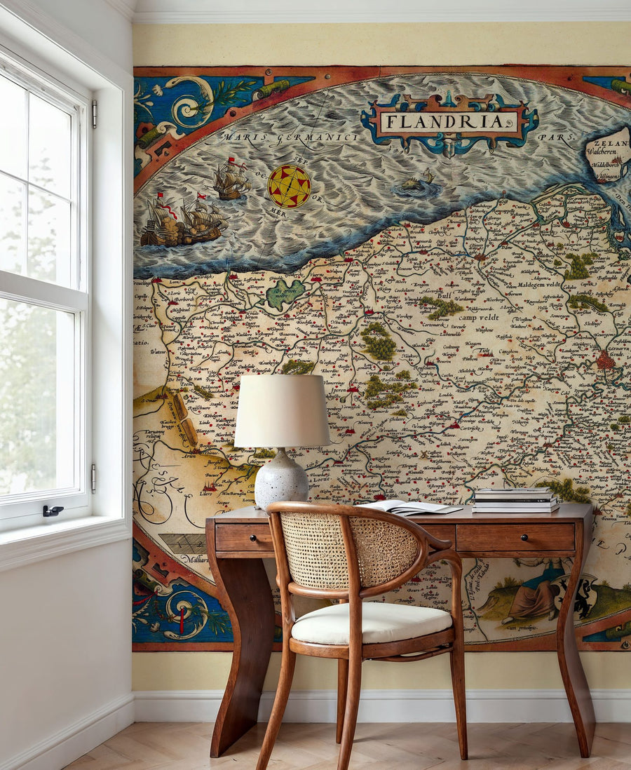 World Map Wallpaper Mural – Map Wall Mural – Old Map of Belgium, 1570