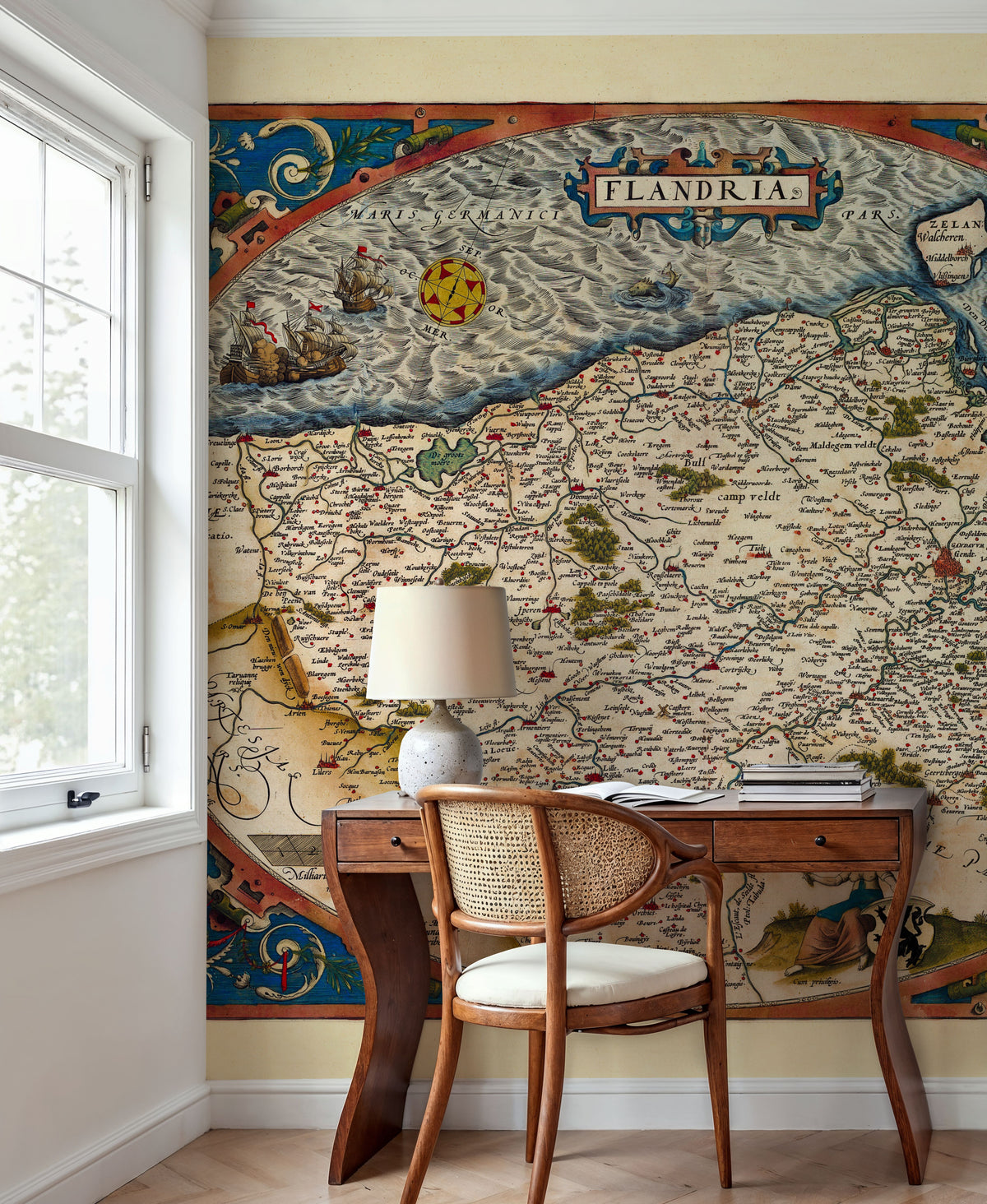 Old Map of Belgium, 1570 Mural Wallpaper - room preview 02
