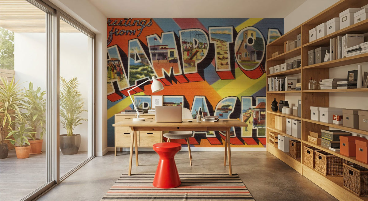 Greetings From Hampton Beach Mural Wallpaper - room preview 02