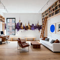 Tallinn Estonia Skyline Purple & Gold Mural Wallpaper - room preview 02