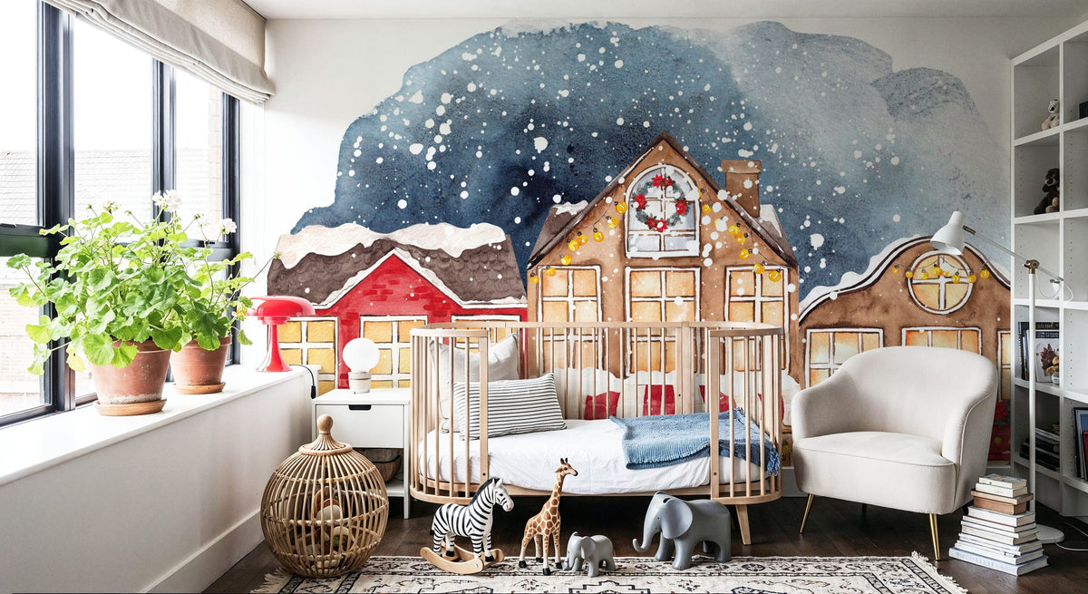 Christmas Down Town Mural Wallpaper - room preview 02