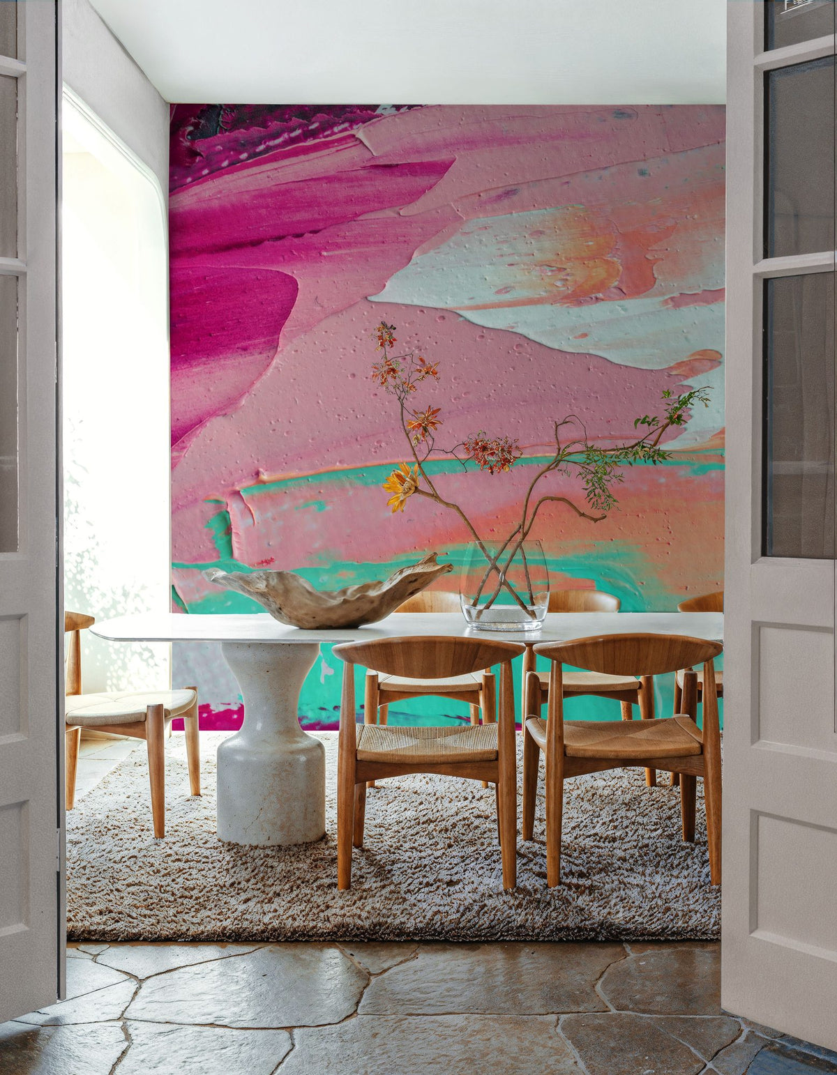 Pink Ocean Mural Wallpaper - room preview 02