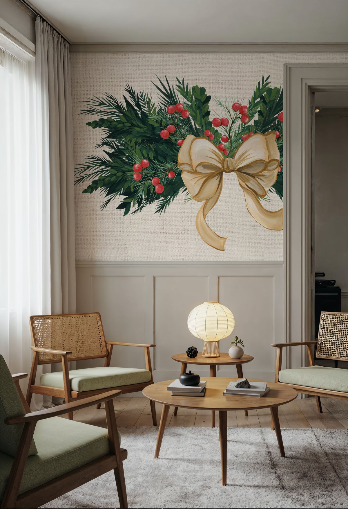 Evergreen Christmas I Mural Wallpaper - room preview 02