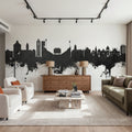 Lawrence Kansas Skyline Black & White Mural Wallpaper - room preview 02