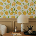 Mellow Lemons White Mural Wallpaper - room preview 02
