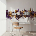Isle of Wight England Skyline Purple & Gold Mural Wallpaper - room preview 02