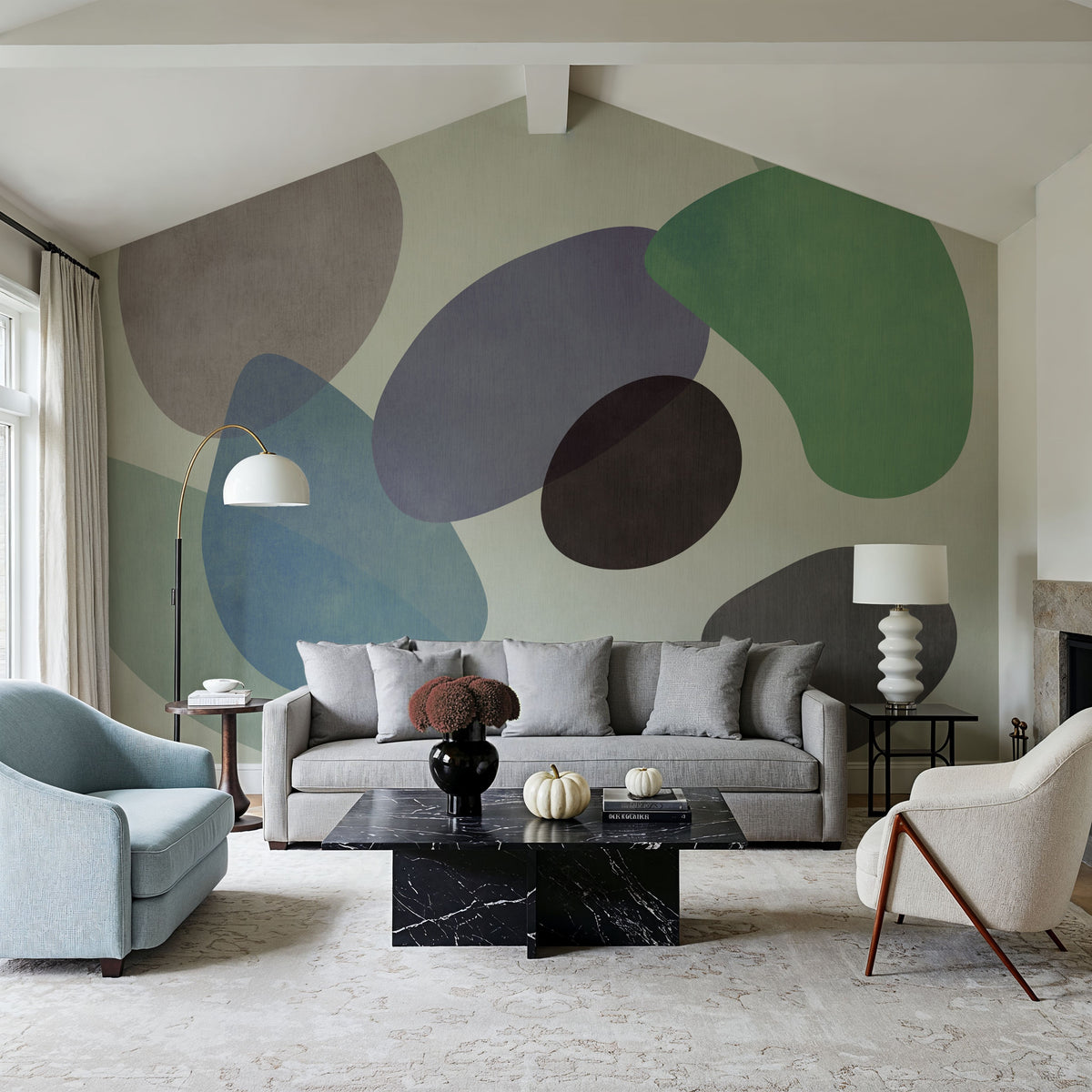 Lava Shapes, Purple Mural Wallpaper - room preview 02