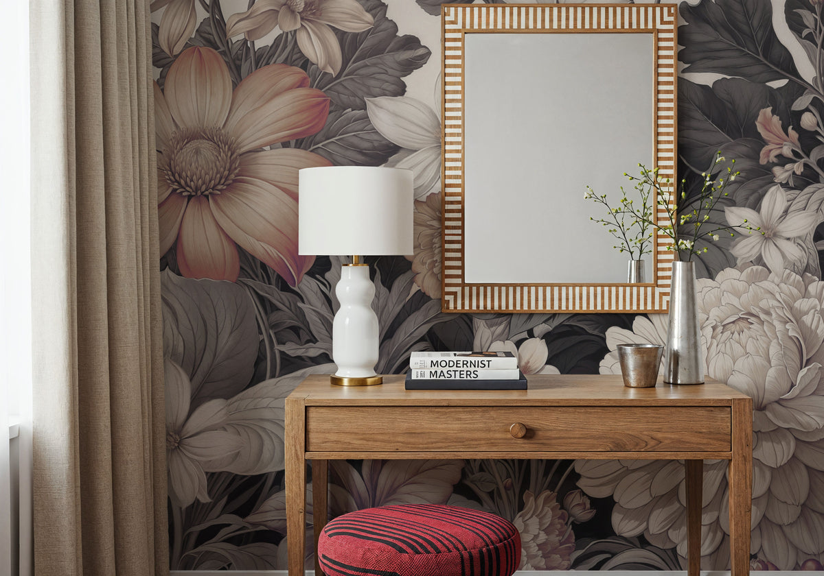 Dahlia Days, Rosy Fudge Mural Wallpaper - room preview 02