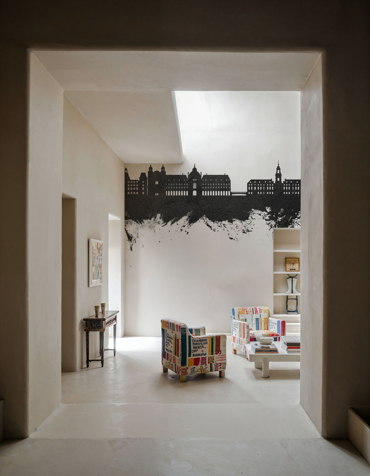 Rennes France Skyline Black & White Mural Wallpaper - room preview 02