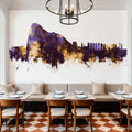Gibraltar Skyline Purple & Gold Mural Wallpaper - room preview 02