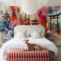 Watercolor Skyline Tokyo II Mural Wallpaper - room preview 02