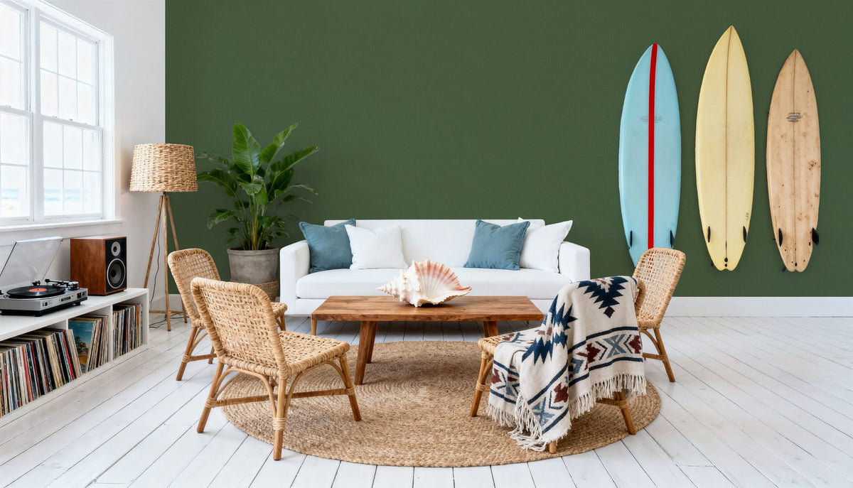 Faux Sand Stucco Finish, Moss Mural Wallpaper - room preview 02