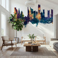 Riyadh Saudi Arabia Skyline Blue & Bronze Mural Wallpaper - room preview 02