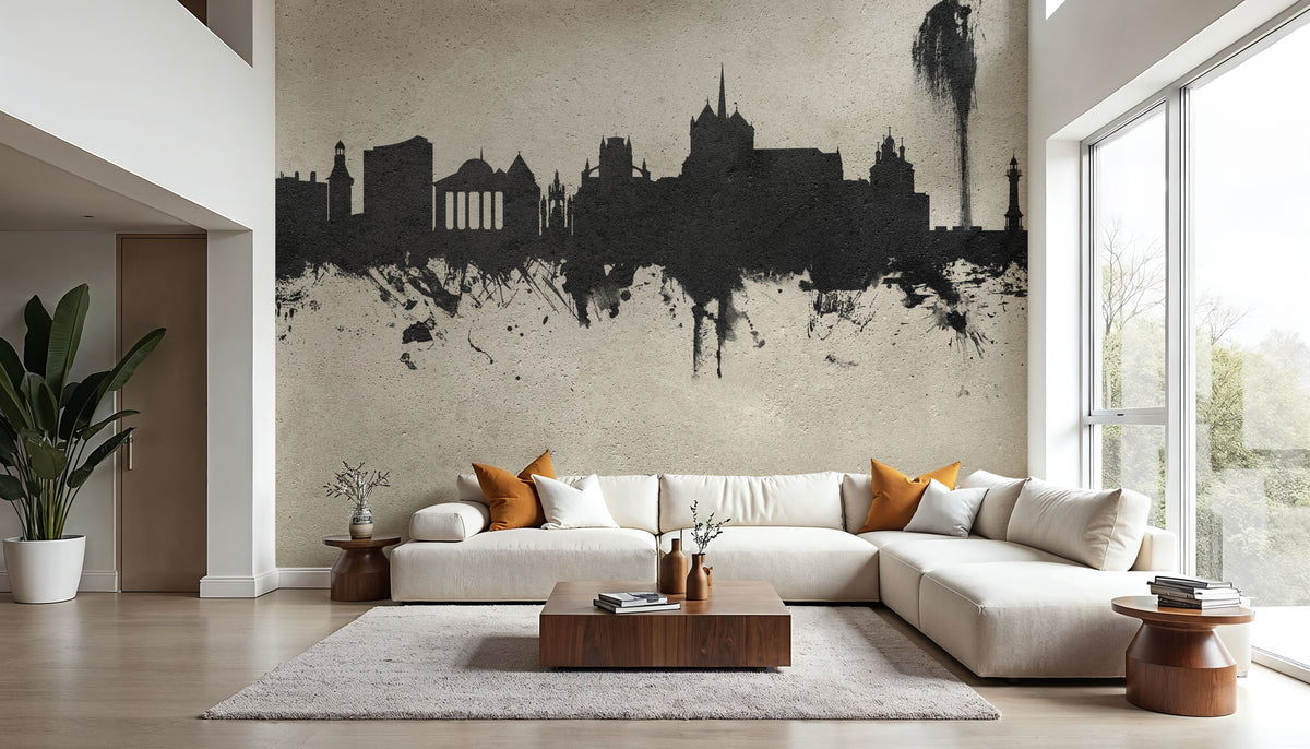 Geneva Switzerland Skyline Concrete Mural Wallpaper - room preview 02