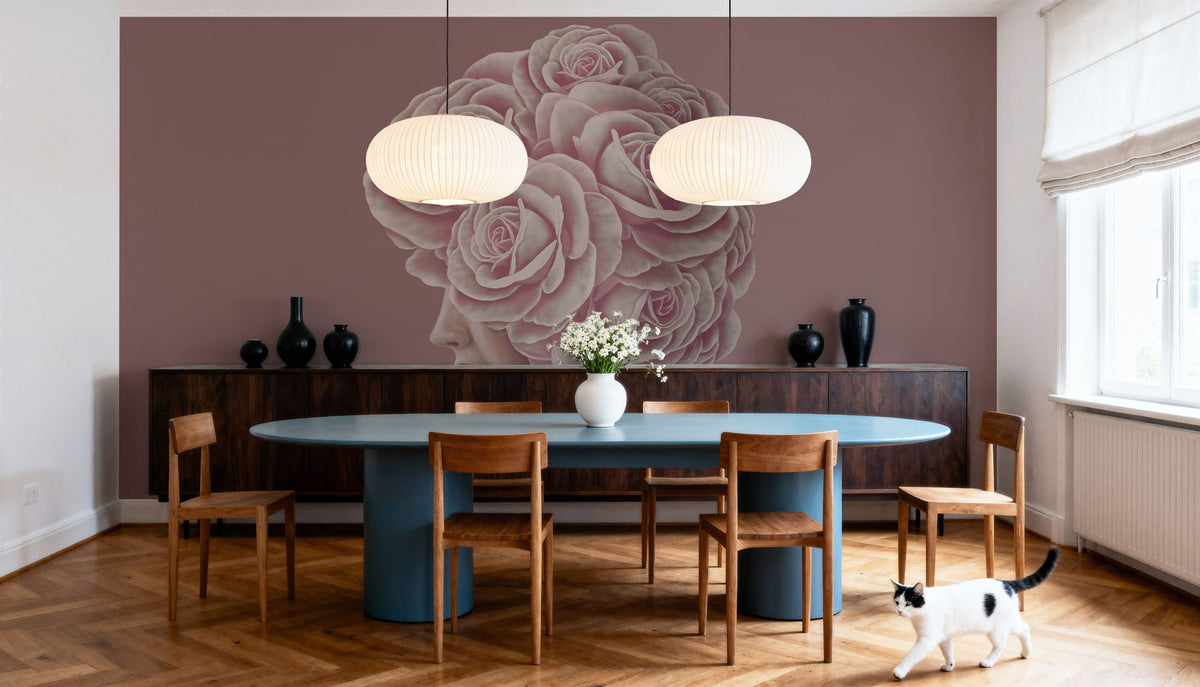 Rose Head Mural Wallpaper - room preview 03