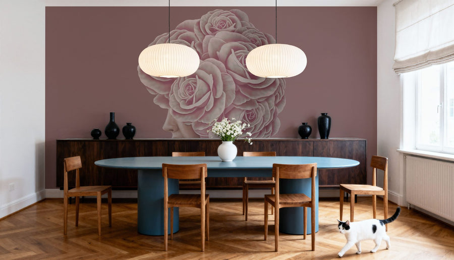 Floral Wallpaper Mural – Flower Wallpaper – Rose Head