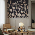 Tulips & Birds, Midnight Mural Wallpaper - room preview 02