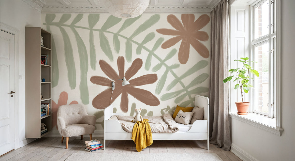 Fern and Flower Mural Wallpaper - room preview 02