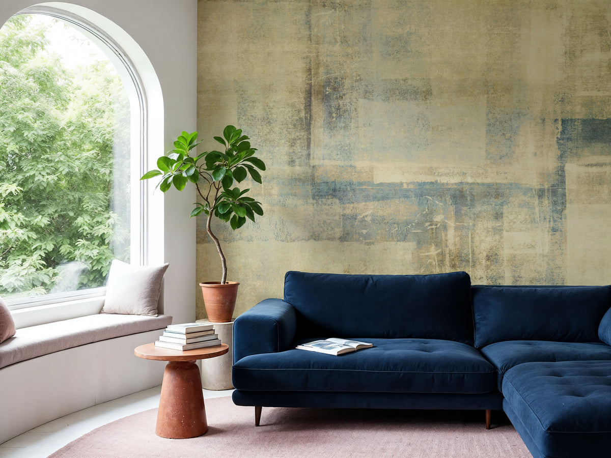Texture Fields Yellow Mural Wallpaper - room preview 02