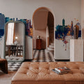 Spokane Washington Skyline Blue & Bronze Mural Wallpaper - room preview 02