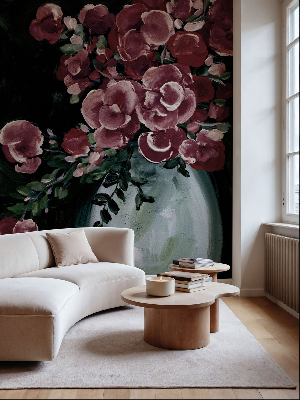 Botanical Elegance Burgundy II Mural Wallpaper - room preview 02