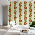 Floral Stripe, Red Mural Wallpaper - room preview 02