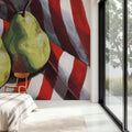 Two Pears on a Striped Cloth Mural Wallpaper - room preview 02