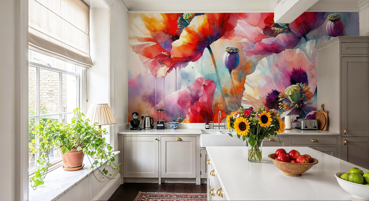 Intense Floral Radiance Mural Wallpaper - room preview 02