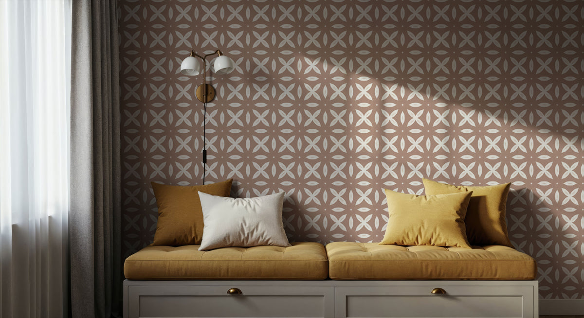 Zelij Simple Flowers Mural Wallpaper - room preview 02